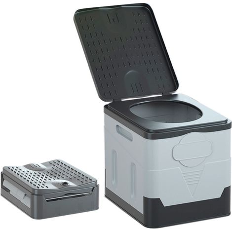 Toilettes de camping portables pour voiture, capacité 700 lb, gris, dimensions 10,6 x 11,8 x 11,8 pouces, seau WC pliable pour voyage extérieur (1/5)