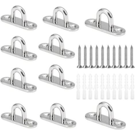 10 Stück M5 U-förmige Deckenhaken, Edelstahl 304, 15 x 45 mm Basis, Wandmontage-Ösenplatten zur Befestigung von Kabeln an Booten, Yogageräten oder hängenden Deckenleuchtern (1/5)
