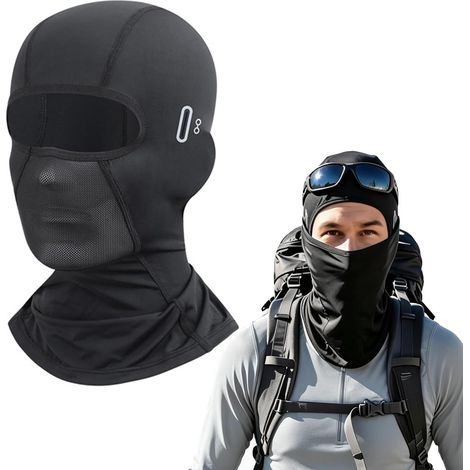 Cagoule Moto Automne Hiver Noire 37 cm avec Passages pour Lunettes (1/5)