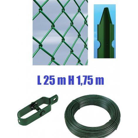 Recinzione Completa 25mt Lineari Rete Metallica Plastificata (Rete h175 cm) (Maglia:mm50X50) con Paletti nel Cemento (1/3)