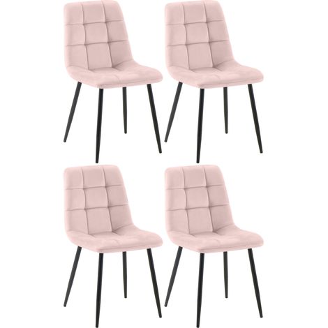 4er Set Esszimmerstühle Tilde pink Samt (1/5)