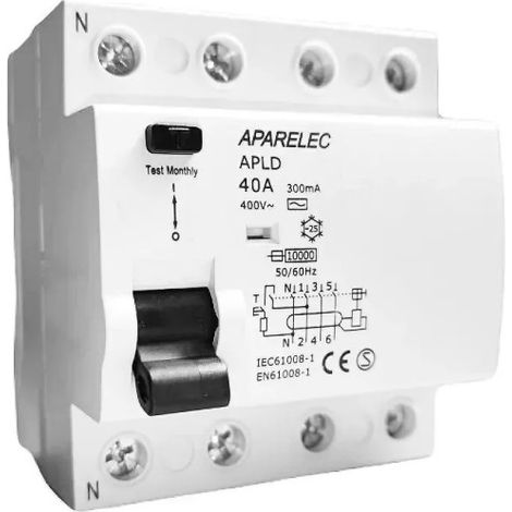 Interruptor diferencial 4 Polos 30mA clase AC Aparelec Intensidad 63A