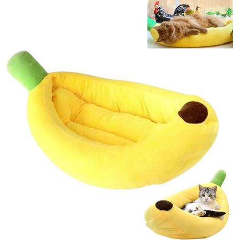 1 pièce - Coussin pour chien - Lit pour chien - Lit d'intérieur pour chat et chien - Matelas confort en forme de banane - Panier de luxe pour chien - Lit imperméable en mousse à mémoire de forme jaune (1/5)