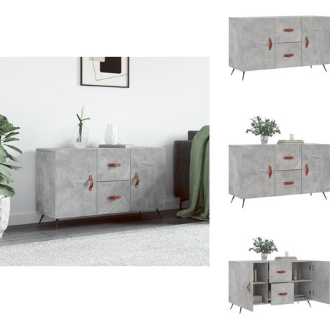 Buffet gris béton 100x36x60 cm bois d'ingénierie - Buffet Design Moderne - Buffet Gris - Buffet Rangement - Armoire Murale - Meuble Salon (1/5)