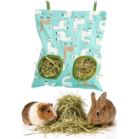 Hay Bag, 1 x Hay Bag, Hay Bag, Ratelier Fo in, Rat, for Small Animals such as Pines, Guinea Pigs, Chinchillas and Piglets, Green. (1/5)