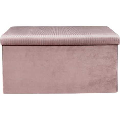 Paris Prix – Banc de rangement pliable 77cm – Coffre en velours rose – Dimensions L. 77 x l. 38 x H. 38 cm – Assise confortable et douce (1/4)