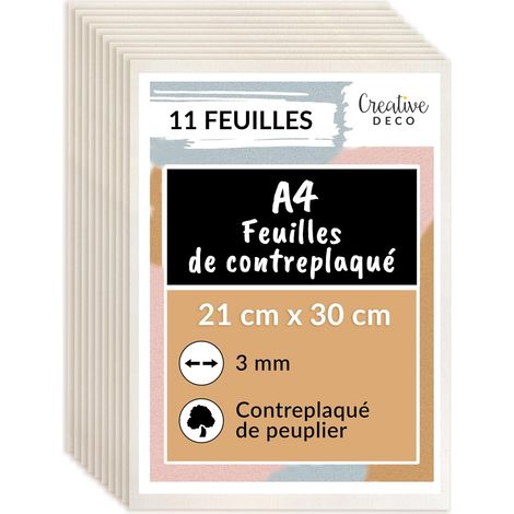 11 x Contreplaqué Falcata A4 300 x 210 mm Épaisseur 3 mm