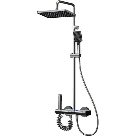 Columna de ducha termostática gris con pantalla LED digital, sistema completo - KZQ