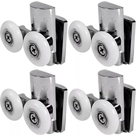 Roulettes pour porte de douche, roulettes 23 mm haut ou bas, porte de douche coulissante pour porte vitrée de cabine de salle de bain (23 mm/2 haut + 2 bas)