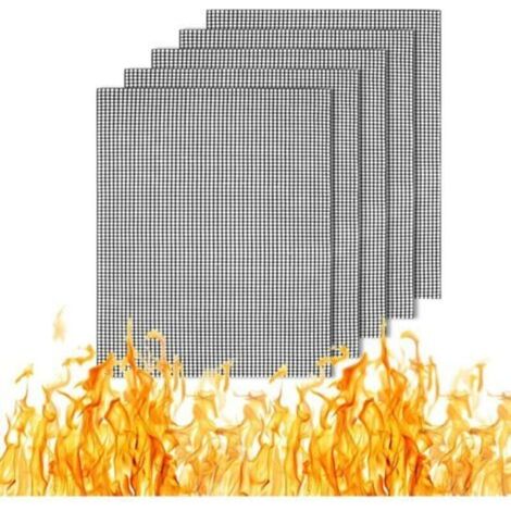 Tappetini per barbecue in rete, 5 pezzi, antiaderenti, riutilizzabili, resistenti, adatti per barbecue a carbone, a gas ed elettrici -Crezuo
