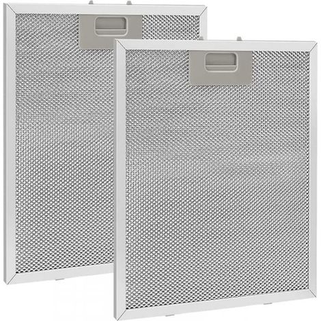 Pack of 2 metal grease filters 320 x 260 mm, aluminum, grease-resistant, washable, mesh, extractor hood accessories for kitchen hoods – silver (1/5)