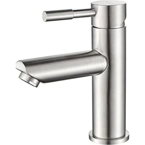 Robinet de lavabo en acier inoxydable, mitigeur monocommande, nickel poli, Mundo (1/4)