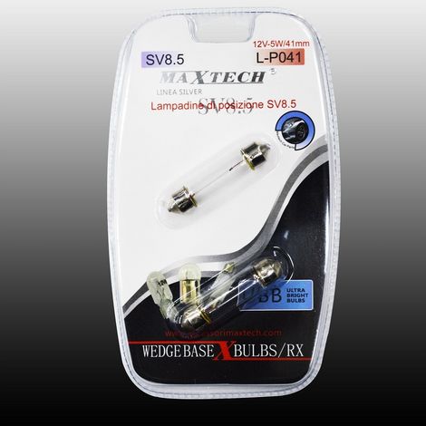 TRADE SHOP - Lampadine Di Posizione Sv8.5 Maxtech L-p041 12v-5w/41mm Lampadine Ultra Luminose -