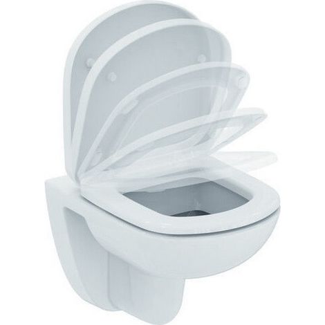 Ideal Standard Tempo/Kheops Sedile WC avvolgente resistente a forma di D, con meccanismo di chiusura ammortizzata, adatto a WC compatti - Bianco (365x390x45 mm)