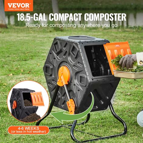 Composteur de Jardin Rotatif 70 L Bac à Compost Rotatif 360° en PP et Acier sans BPA Charge 20 kg Chambre Unique pour Compostage de… (1/5)