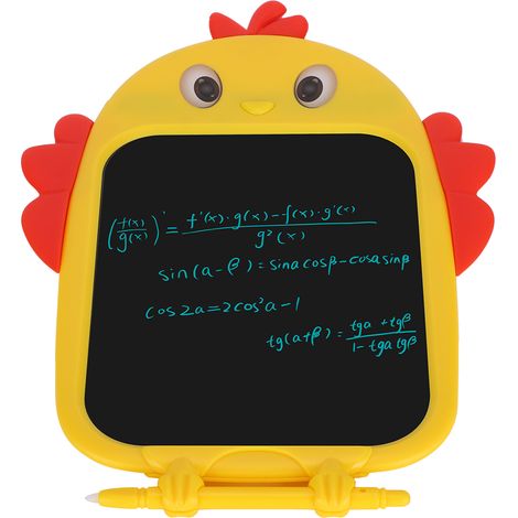 Tableau d'écriture LCD motif poulet cartoon, ardoise monochrome à dessin et graffiti pour enfants, tableau magnétique portable (1/5)
