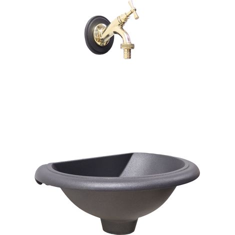 Fontaine murale modèle Olbia pour balcon de jardin avec robinet en laiton au choix : poli