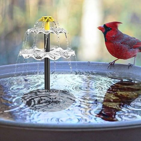 Fontaine à énergie solaire 2 W pour étangs à oiseaux, jardin et petits bassins Débit 160 l/h, hauteur de pulvérisation 60 cm, construction ABS