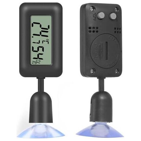 Digitales LCD-Hygrometer mit Thermometer und Hintergrundbeleuchtung für Terrarien, Gewächshäuser und Reptilien-Inkubatoren (schwarz) (1/5)