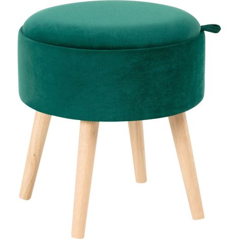 Stool Emerald Green Velvet Upholstered Storage Tray Top Glamour Style NEELY