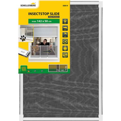 Zanzariera con Telaio Estensibile Bianca, Maglia in Alluminio, 75-142 x 50 cm (1/3)