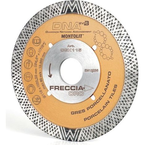 TrAdE Shop Traesio - Disco Diamantato Montolit Dna Evo3 Cgx115 Mm.115 Corona Continua Freccia Oro 802 - (1/3)