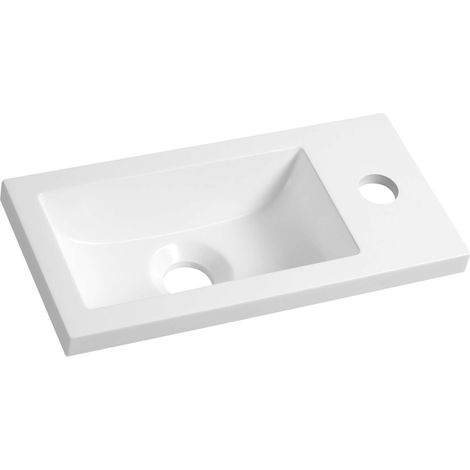 Aqualine - Lavamani 37x18 cm, senza troppopieno, foro per rubinetto, bianco LM370 (1/3)