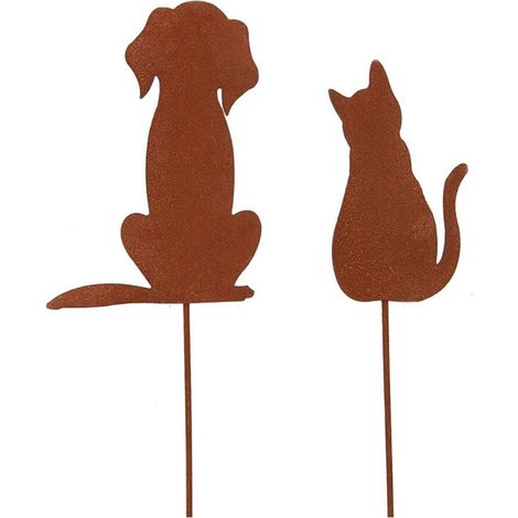 Decoraciones para exteriores, estacas de jardín artísticas - 1 gato, 1 perro (1/5)