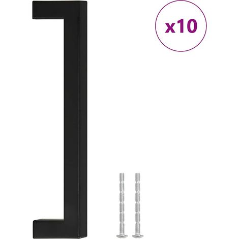 vidaXL Tiradores para armarios 10 uds acero inoxidable negro 160 mm (1/2)