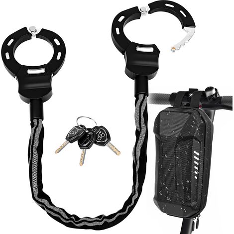 Antivol Trotinette Electrique, Cadenas Trotinette avec Clés et Sac Étanche, Antivol Menotte avec Housse de Protection en Silicone pour Scooters, Vélos, Poussettes (1/5)