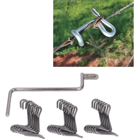20 clips réutilisables pour clôture, pour réparer les fils lâches et affaissés, outil de torsion pour fil barbelé pour jardins et maisons (1/5)