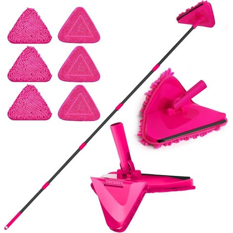 JEHONN Bodenwischer Wischmopp 180° Zusammenklappbar 202 cm, 6 Ersatz Mikrofaser (1/5)