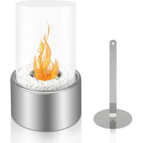 Cheminée Éthanol de Table, 16.5 x 16.5 x 27.5 cm, Argent-Chrom (1/5)