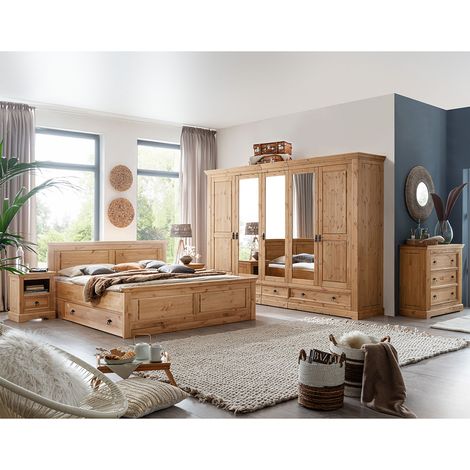 Schlafzimmer Set 7-teilig, Kiefer massiv eichefarben geölt, STEINKJER-69 (1/5)