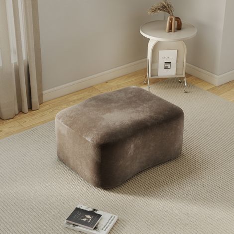Pouf en Velours Marron - Banquette Ottoman en Tissu Velouté, Tabouret de Rangement pour Salon, Lot de 1, Coussin Pieds (1/5)