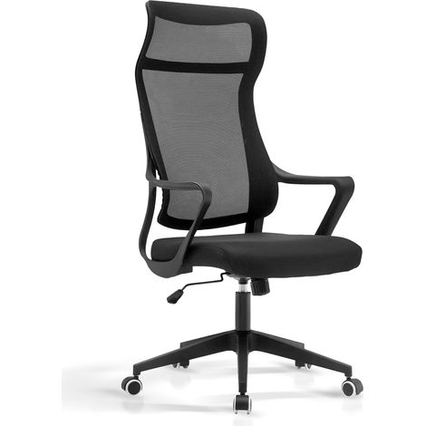 HISPANOHOGAR, silla de oficina con ruedas y altura regulable, modelo Remi, en tela negro (1/5)