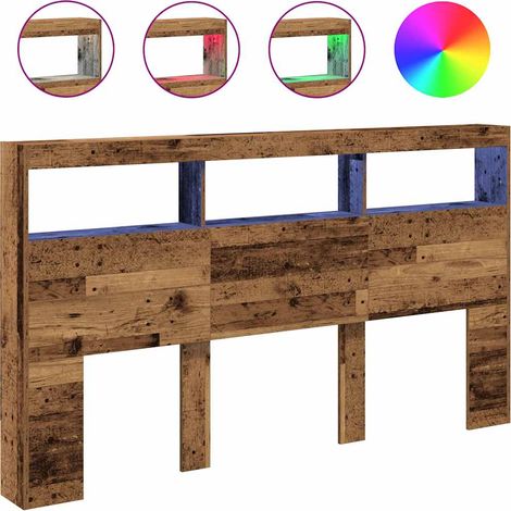 Maison Exclusive - Cabecero de cama con LED madera vieja 180x17x1