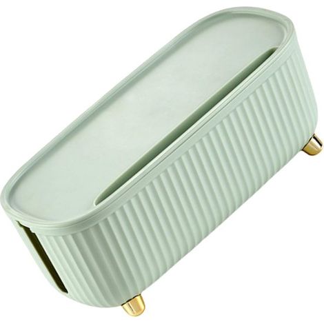 Boîte de rangement pour câbles - Organisateur de câbles - Rangement de bureau - Avec couvercle - 35 cm - Vert/Blanc (1/5)