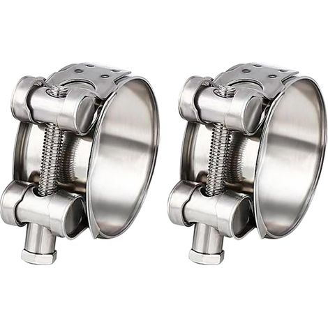 2 pièces Collier de serrage articulé en acier inoxydable 48-51mm, Collier robuste pour tuyau d'échappement pour moto, voiture et machines agricoles, Colliers de tuyau industriels avec compatibilité de (1/5)