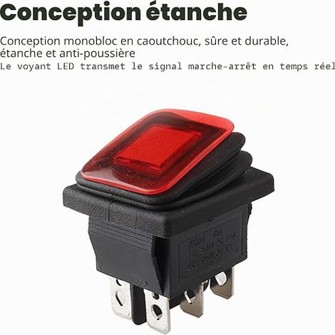 Toggle Switches 220 V Waterproof Switch Mini Rocker Switch Type SPST ON-OFF Lamp Red Green 4 Pin 2 Positions (1/4)