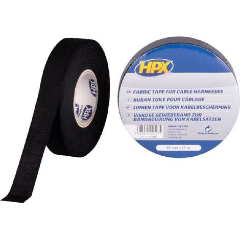 RUBAN ADHESIF TOILE POUR CABLAGE NOIR 19MM X 25M HPX