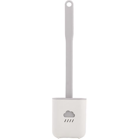 Brosse de Toilette - Tete Plate Flexible en TPR - Support Suspendu avec Systeme d'Aeration - Pour WC Lavabo Baignoire - 1 Piece (1/5)