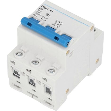 Disjoncteur tripolaire Pa66, montage sur rail DIN, disjoncteur miniature, pouvoir de coupure 6000 A, 400 V, 6 A