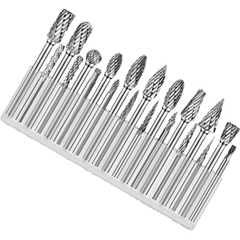 20-teiliges Set aus Rotationsfeilen, Fräsern und Schleifaufsätzen aus Hartmetall zum Anfasen und Gravieren (1/3)