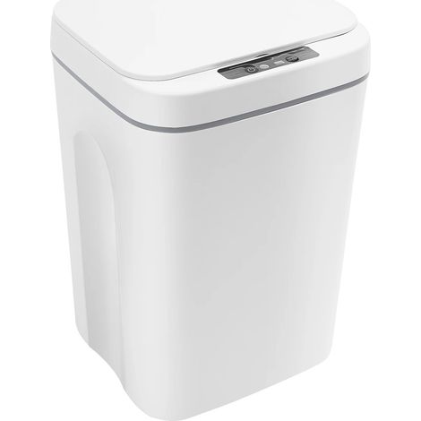 Cubo de basura, detección automática, funcionamiento silencioso, blanco, 16 litros. (1/2)