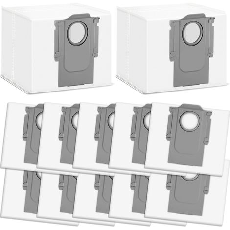 Lot de 12 Sacs à poussière de Remplacement pour Roborock S8+ S8 Pro Ultra S8 Maxv Ultra S7 MaxV Ultra S7 Pro Ultra Q7+ Q7 Max+ T8 Q5+ G10S PRO G20s Station d'aspiration Grande Capacité