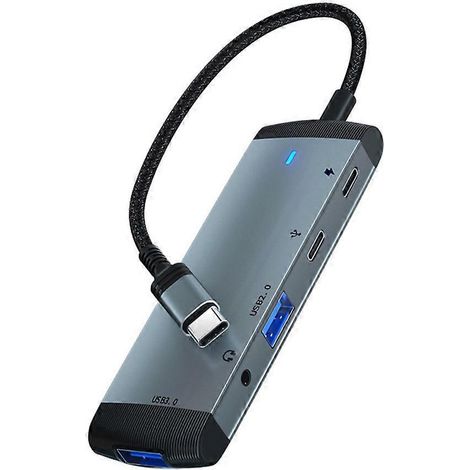 Hochgeschwindigkeits-USB-Hub Typ-C auf 5-Port-Splitter-Dockingstation auf 3,5 mm/USB/PD (1/5)
