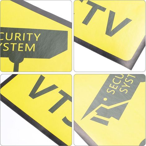 Autocollant de Surveillance Cctv 24h Jaune Lot de 5  Adhésif à Forte Tenue, pour Porte et Vitre, Couleurs Nettes, Signalisation D’alerte de Sécurité (1/4)