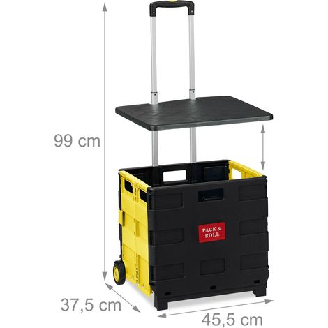 Pratico carrello della spesa pieghevole ideale per trasporti pubblici 99 x 45,5 x 37,5 cm in ABS nero 130009929