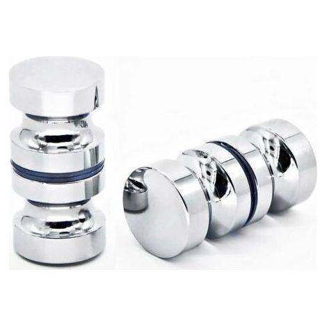 Lot de 2 poignées de porte de douche rondes dos à dos 30 mm pour porte de douche - Poignée de remplacement pour armoire de douche,porte coulissante de salle de bain,finition chromée (1/3)